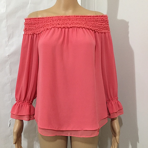 White House Black Market Smocked Ruffle Top - Picture 3 of 16